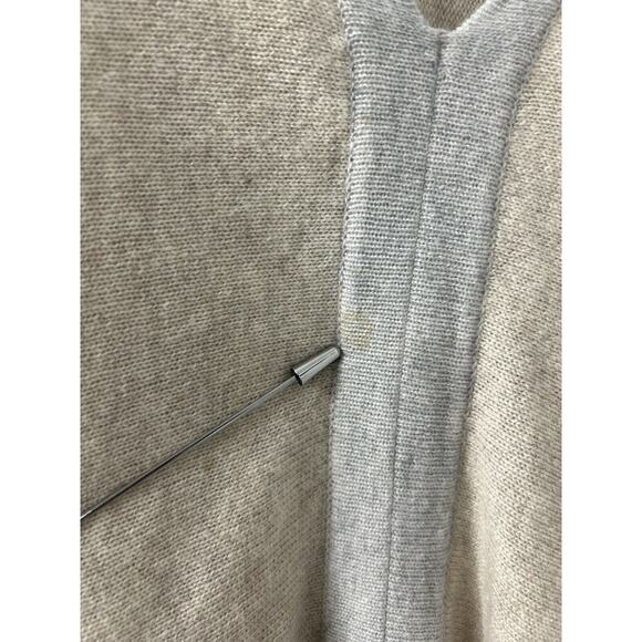 Kinross Cashmere Poncho V Neck Brown Grey One Size Old Money‎ Quiet Luxury Flaw - Picture 5 of 11